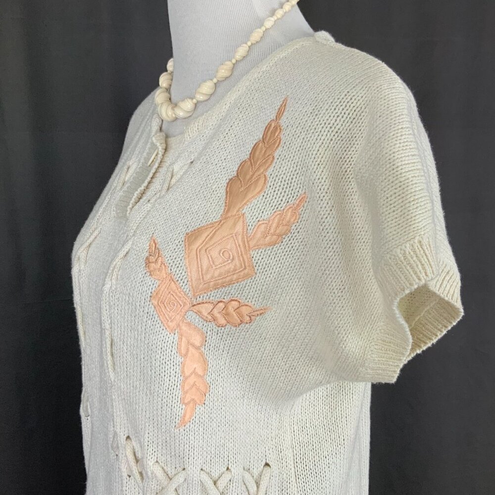 Vintage 80s Shenanigans Knit Silk/Cotton Pullover Sweater Cottagecore Sz M